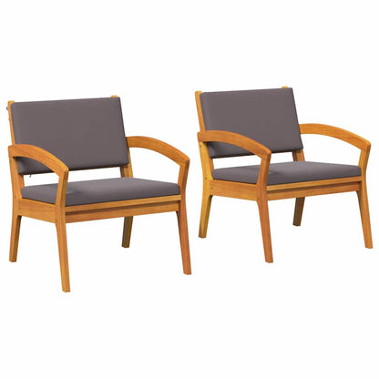 Garden Chair with Cushion 2 pcs Brown Solid Acacia wood