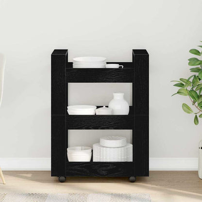 Kitchen Trolley Black oak 60 x 45 x 80 cm Engineered wood