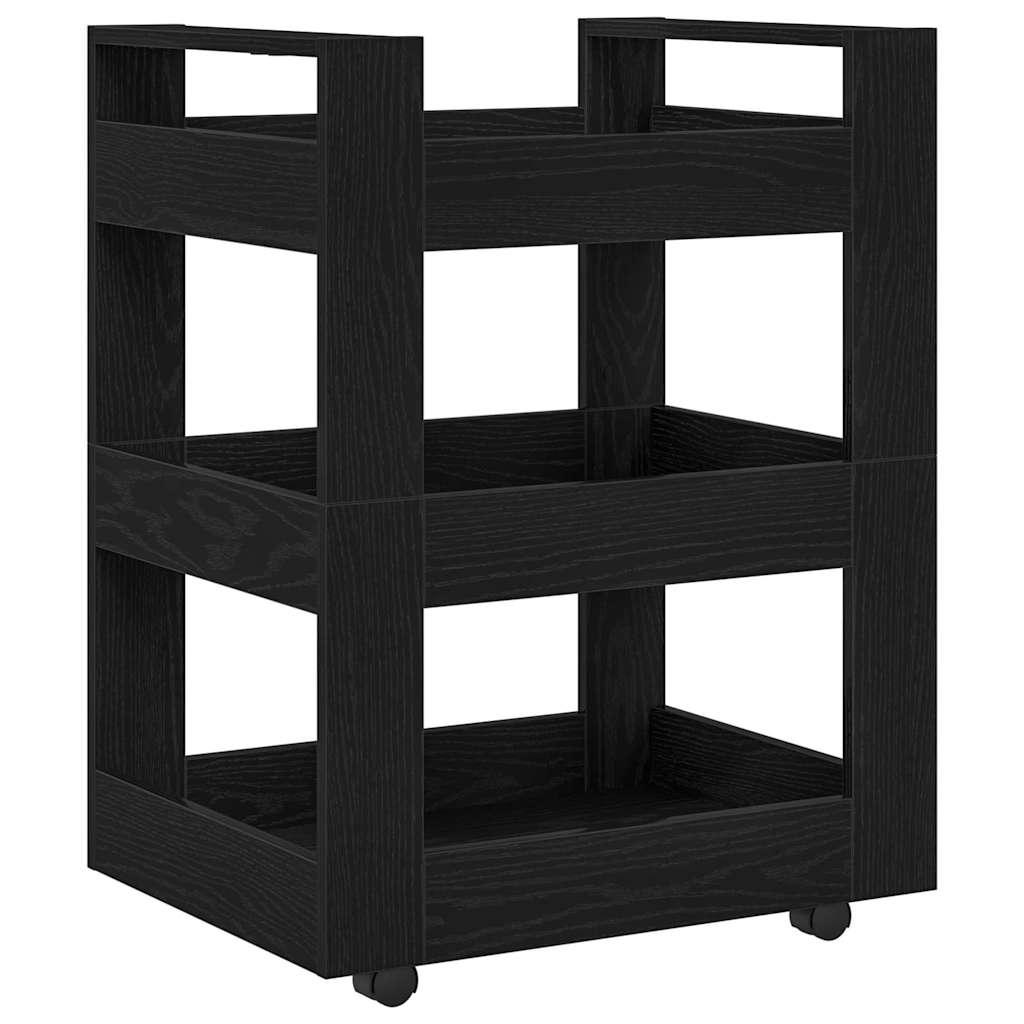 Kitchen Trolley Black oak 60 x 45 x 80 cm Engineered wood