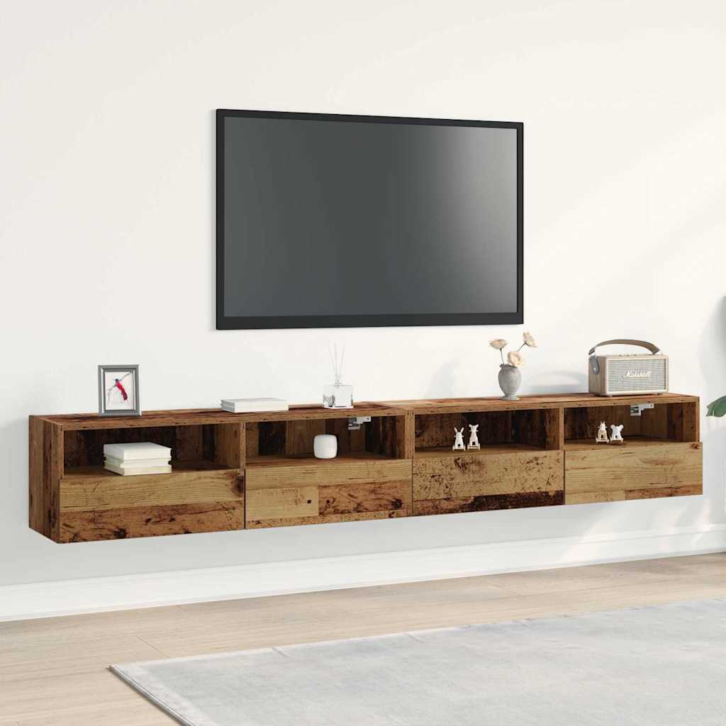 TV Wall Cabinet 2 pcs Old Wood 100 x 30 x 30 cm Engineered Wood