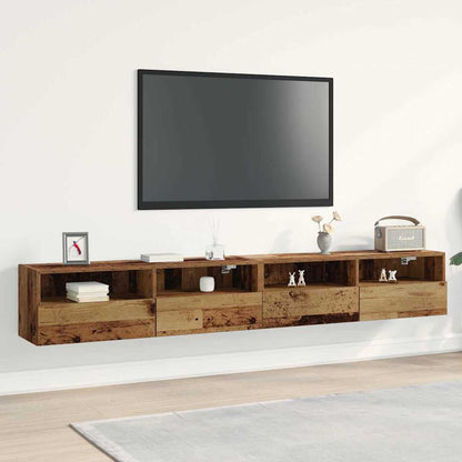 TV Wall Cabinet 2 pcs Old Wood 100 x 30 x 30 cm Engineered Wood