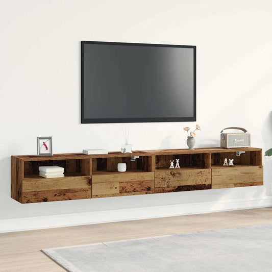 TV Wall Cabinet 2 pcs Old Wood 100 x 30 x 30 cm Engineered Wood