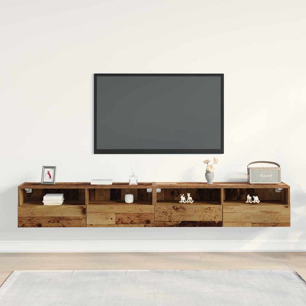 TV Wall Cabinet 2 pcs Old Wood 100 x 30 x 30 cm Engineered Wood