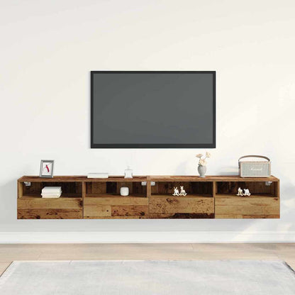 TV Wall Cabinet 2 pcs Old Wood 100 x 30 x 30 cm Engineered Wood