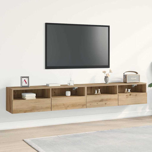 TV Wall Cabinet Wall-mounted 2 pcs Artisan oak 100 x 30 x 30 cm