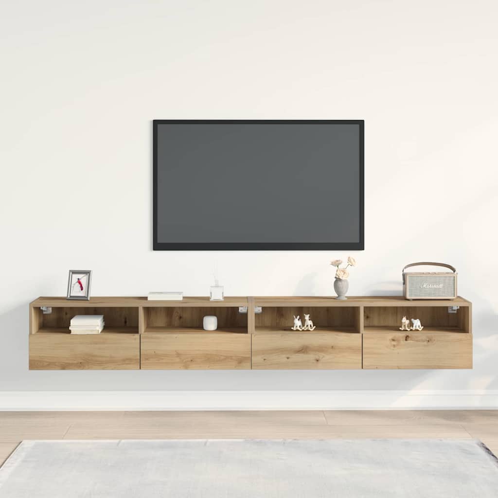 TV Wall Cabinet Wall-mounted 2 pcs Artisan oak 100 x 30 x 30 cm