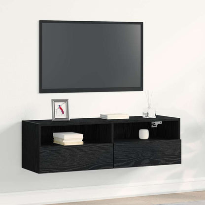 TV Wall Cabinet Black Oak 100 x 30 x 30 cm Engineered Wood