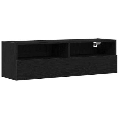 TV Wall Cabinet Black Oak 100 x 30 x 30 cm Engineered Wood