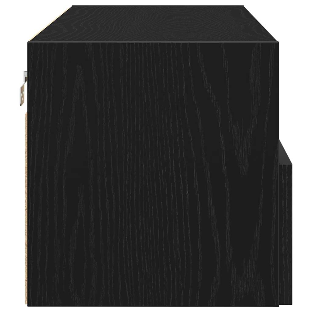 TV Wall Cabinet Black Oak 100 x 30 x 30 cm Engineered Wood