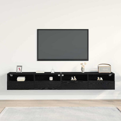 TV Wall Cabinet Wall-mounted 2 pcs Black oak 100 x 30 x 30 cm