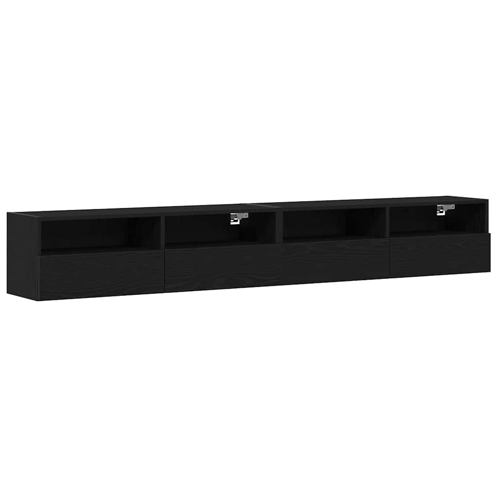 TV Wall Cabinet Wall-mounted 2 pcs Black oak 100 x 30 x 30 cm