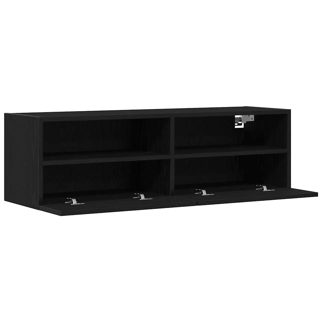 TV Wall Cabinet Wall-mounted 2 pcs Black oak 100 x 30 x 30 cm