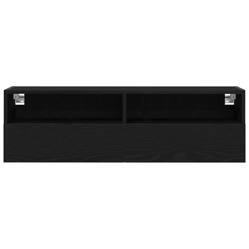 TV Wall Cabinet Wall-mounted 2 pcs Black oak 100 x 30 x 30 cm