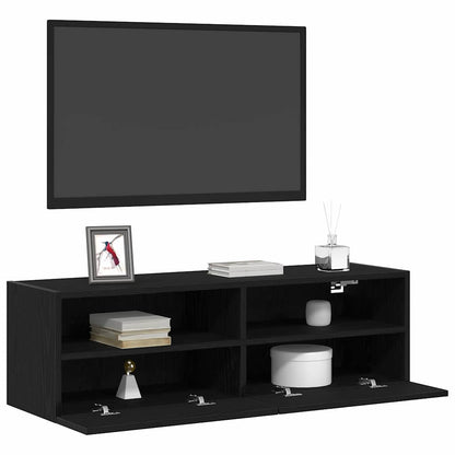 TV Wall Cabinet Wall-mounted 2 pcs Black oak 100 x 30 x 30 cm
