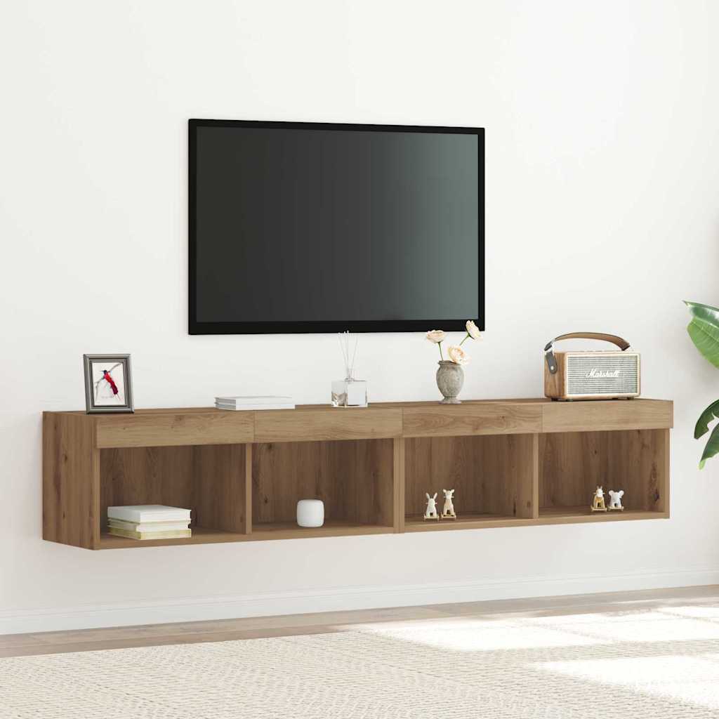 TV Cabinet Set Wall-mounted 2 pcs Artisan Oak 80 x 30 x 30 cm