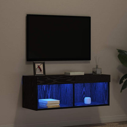 TV Cabinet Set Black Oak 80 x 30 x 30 cm Engineered Wood