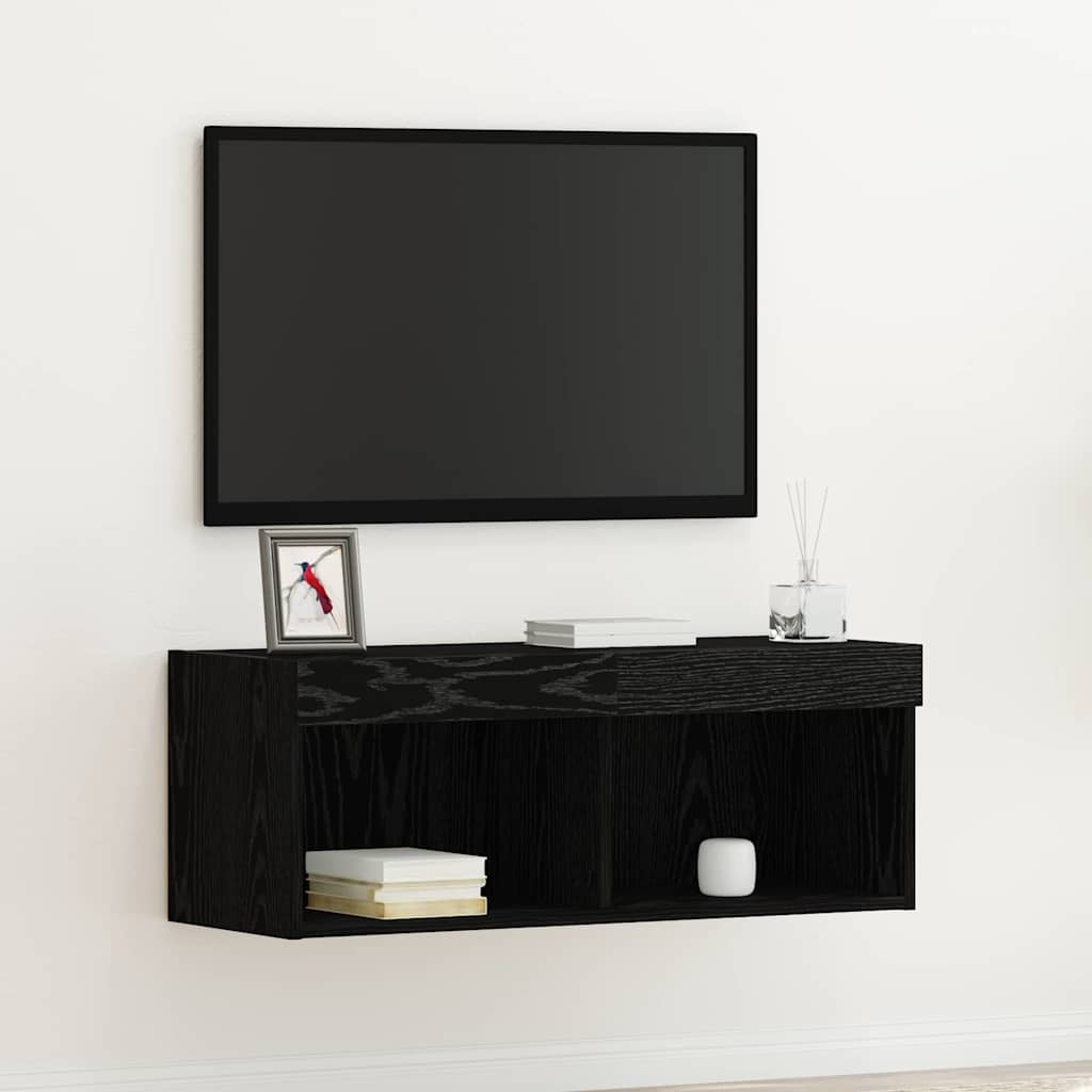 TV Cabinet Set Black Oak 80 x 30 x 30 cm Engineered Wood