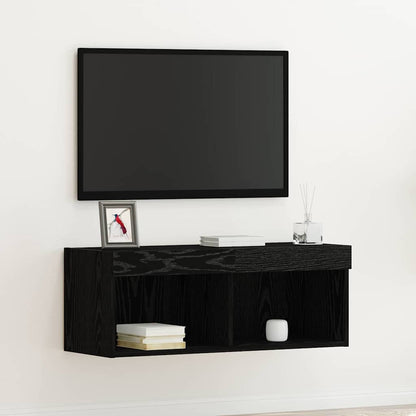 TV Cabinet Set Black Oak 80 x 30 x 30 cm Engineered Wood