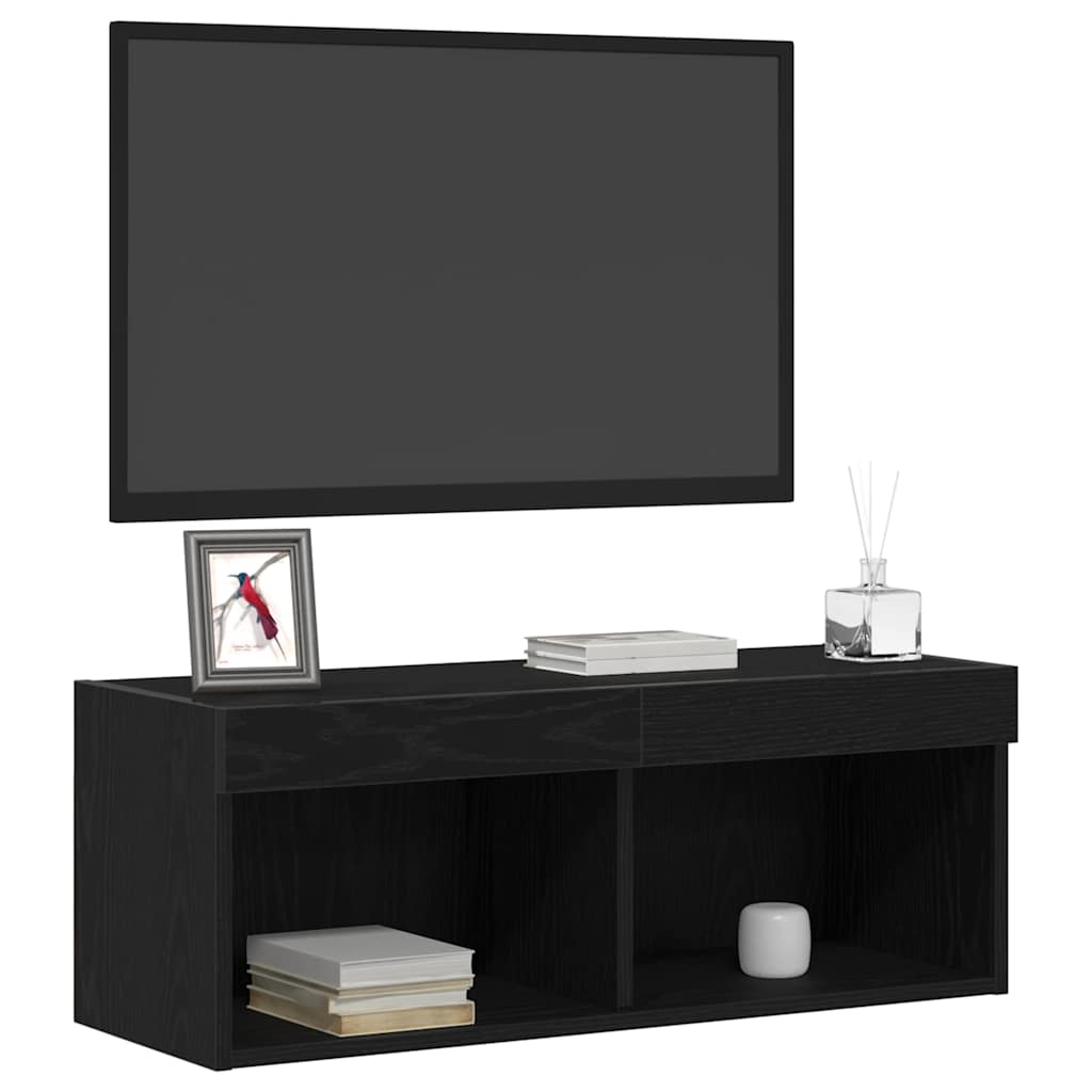 TV Cabinet Set Black Oak 80 x 30 x 30 cm Engineered Wood