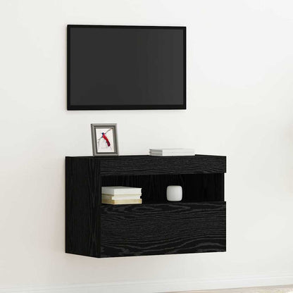 TV Wall Cabinet Black oak 60 x 30 x 40 cm Engineered Wood