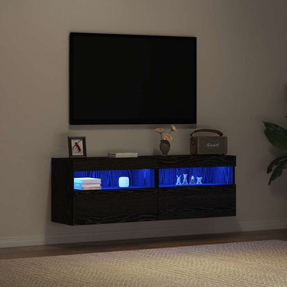 TV Wall Cabinet Black oak 60 x 30 x 40 cm Engineered wood