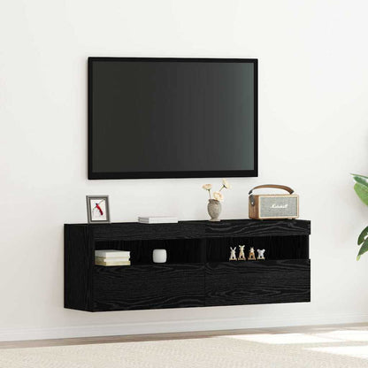 TV Wall Cabinet Black oak 60 x 30 x 40 cm Engineered wood