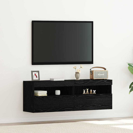 TV Wall Cabinet Black oak 60 x 30 x 40 cm Engineered wood