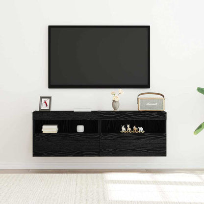 TV Wall Cabinet Black oak 60 x 30 x 40 cm Engineered wood