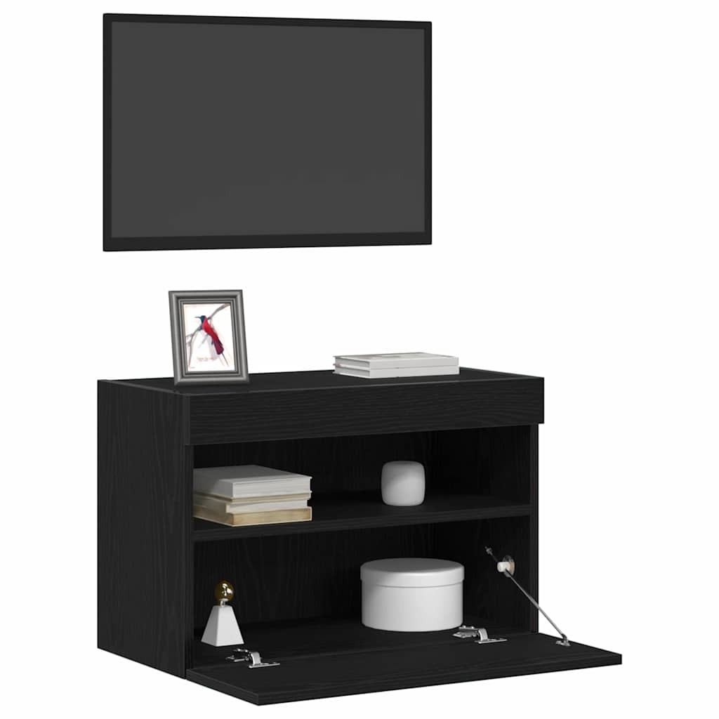 TV Wall Cabinet Black oak 60 x 30 x 40 cm Engineered wood