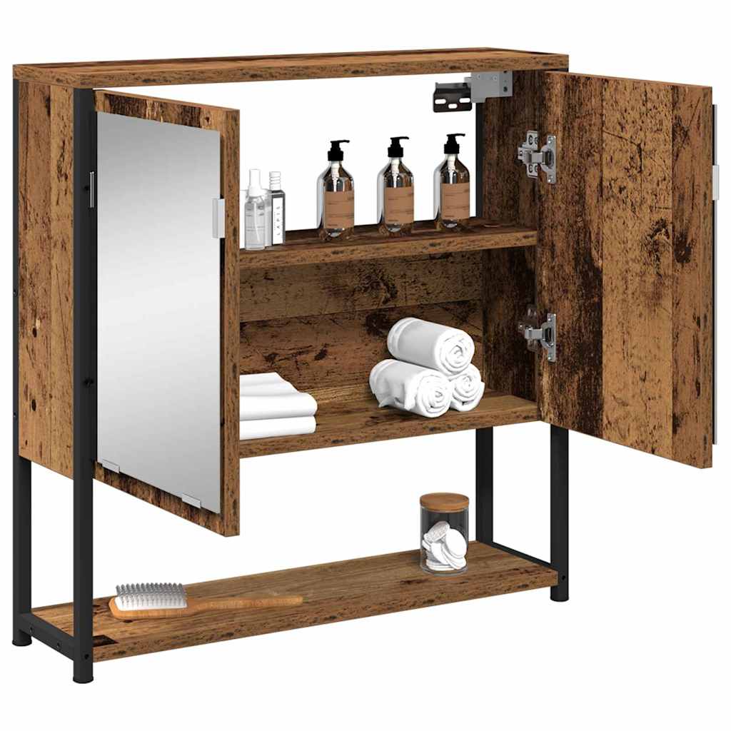 Bathroom Mirror Cabinet with Shelf Old wood 60 x 16 x 60 cm