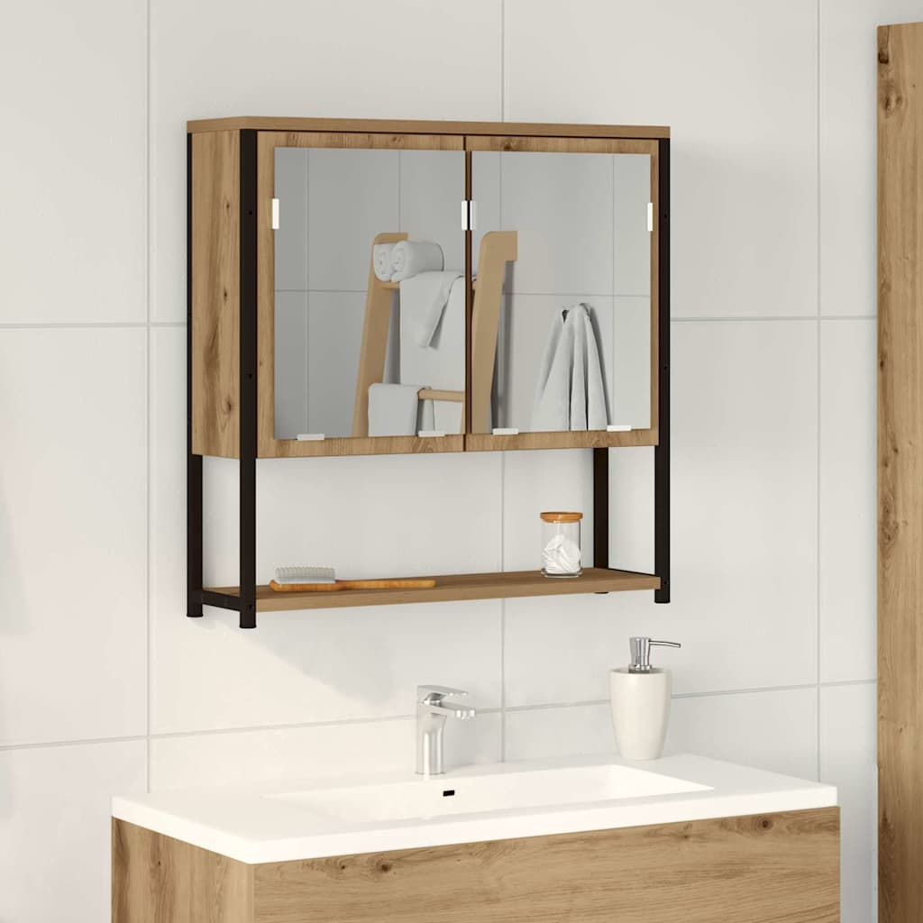Bathroom Mirror Cabinet with Shelf Artisan oak 60 x 16 x 60 cm