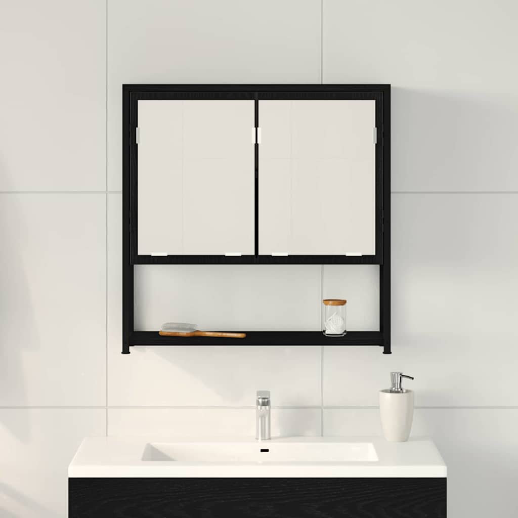 Bathroom Mirror Cabinet with Shelf Black oak 60 x 16 x 60 cm