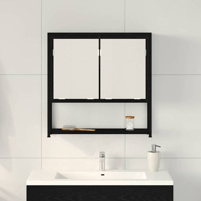 Bathroom Mirror Cabinet with Shelf Black oak 60 x 16 x 60 cm