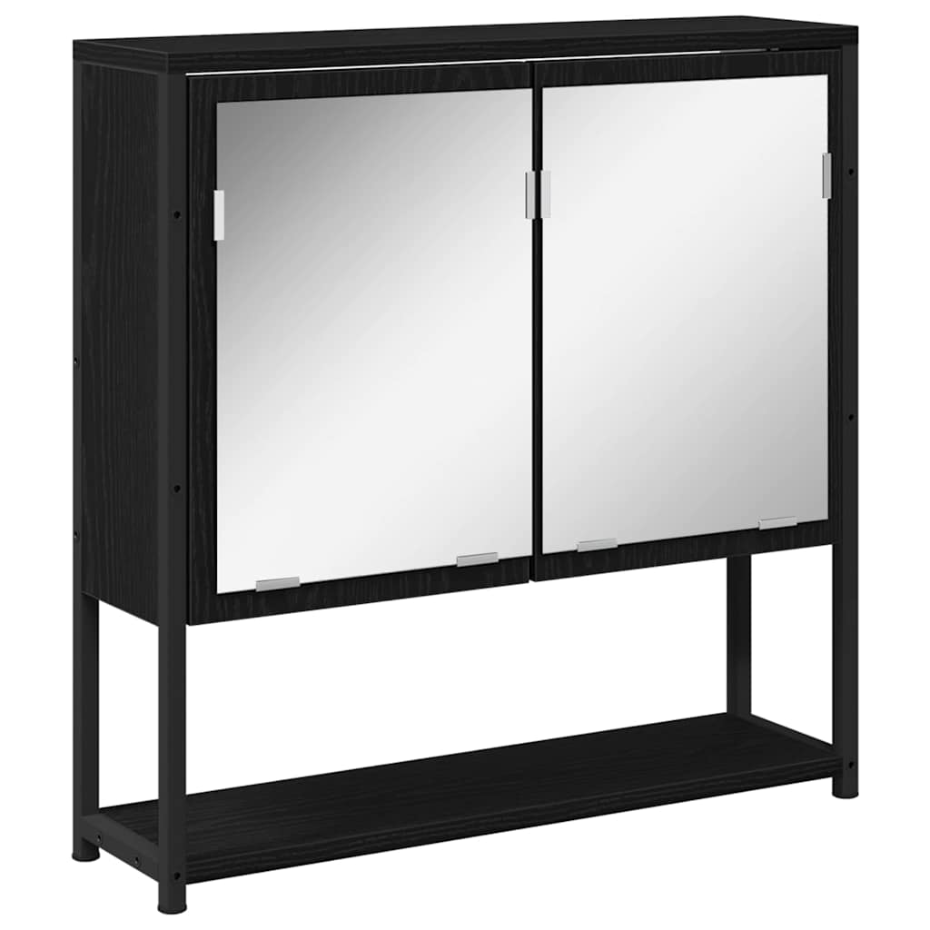 Bathroom Mirror Cabinet with Shelf Black oak 60 x 16 x 60 cm