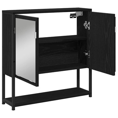 Bathroom Mirror Cabinet with Shelf Black oak 60 x 16 x 60 cm