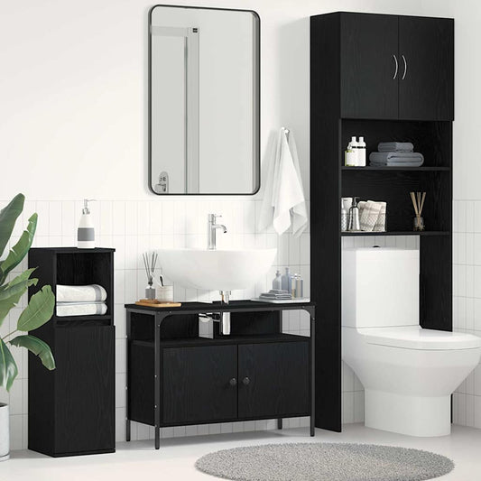 Bathroom Sink Cabinet Black oak 80 x 30 x 60 cm Engineered Wood