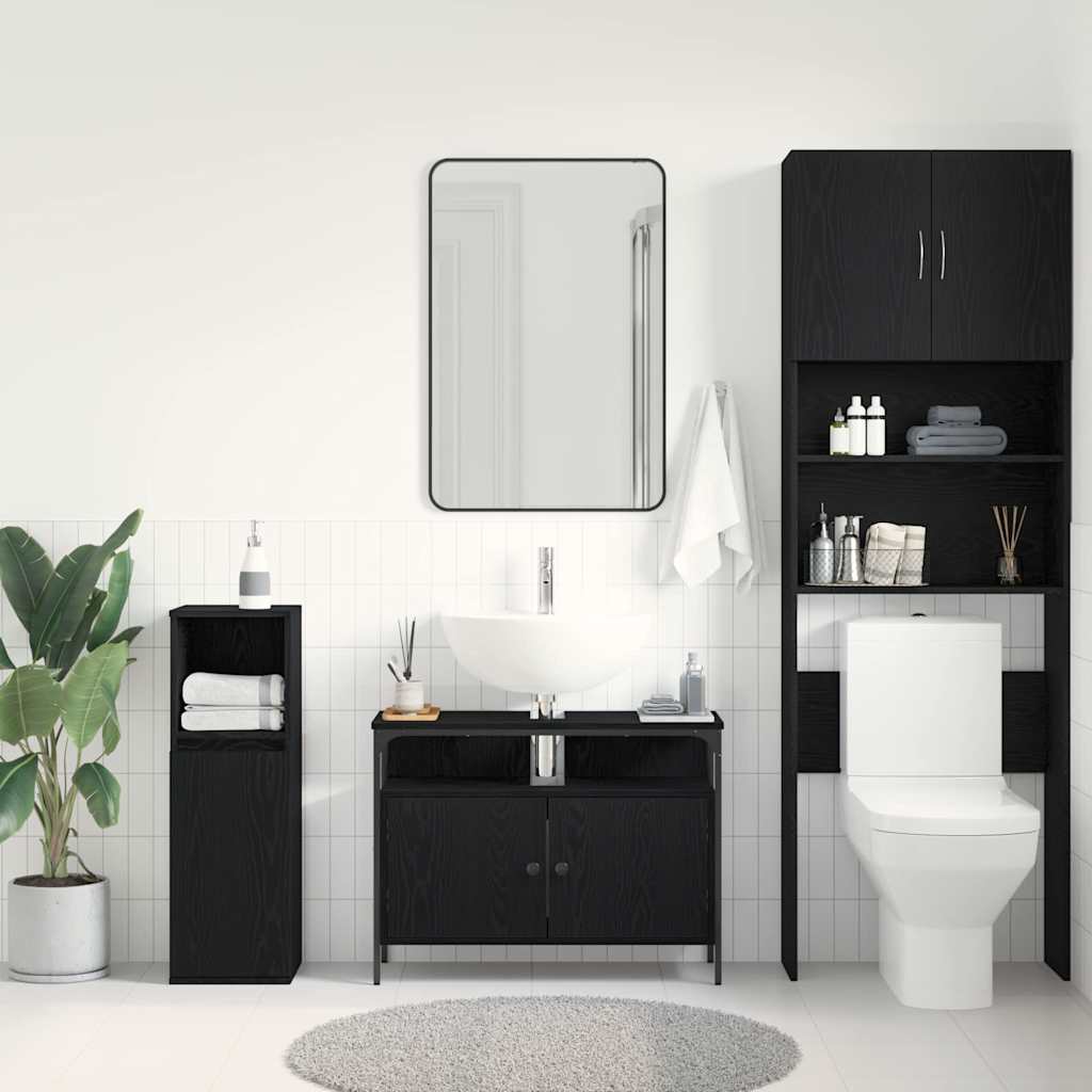 Bathroom Sink Cabinet Black oak 80 x 30 x 60 cm Engineered Wood