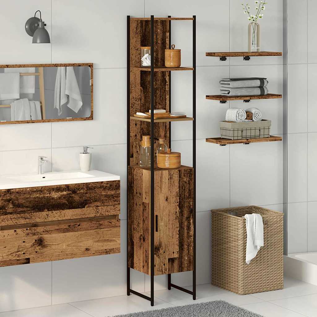 Bathroom Cabinet Old wood 33 x 33 x 185.5 cm Engineered Wood