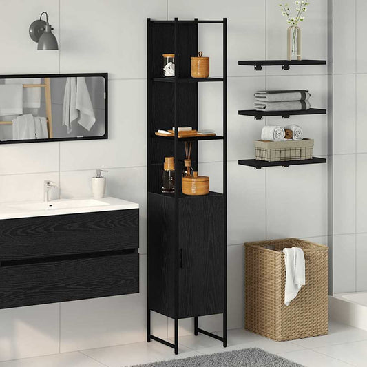 Bathroom Cabinet Black oak 33 x 33 x 185.5 cm Engineered Wood