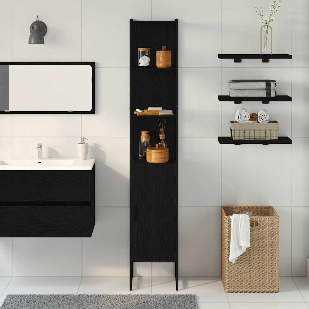Bathroom Cabinet Black oak 33 x 33 x 185.5 cm Engineered Wood