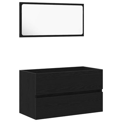 Bathroom Furniture Set 2 pcs Black Oak 80 x 38.5 x 45 cm