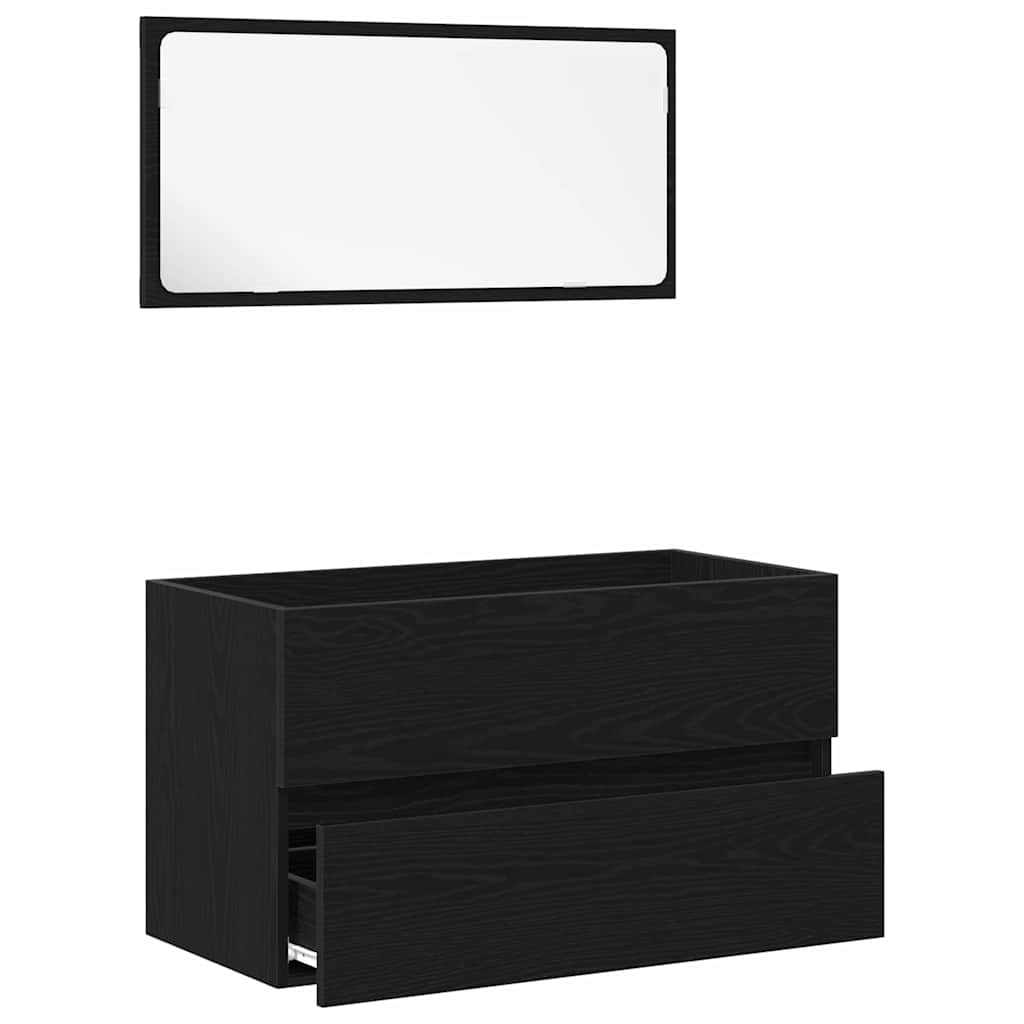 Bathroom Furniture Set 2 pcs Black Oak 80 x 38.5 x 45 cm