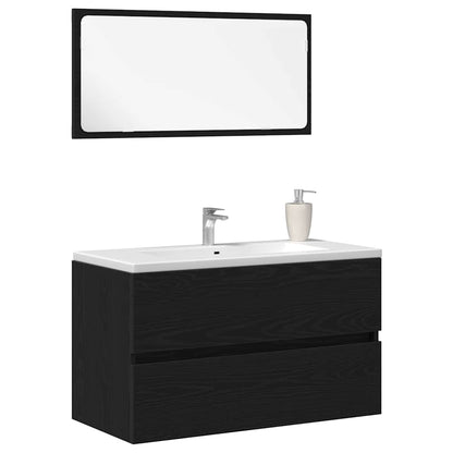 Bathroom Furniture Set 2 pcs Black Oak 80 x 38.5 x 45 cm