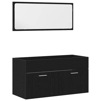 Bathroom Furniture Set 2 pcs Black Oak 90 x 38.5 x 46 cm