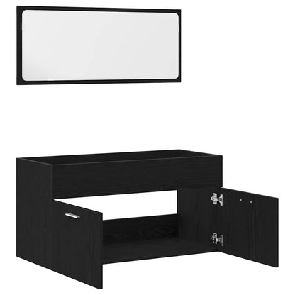 Bathroom Furniture Set 2 pcs Black Oak 90 x 38.5 x 46 cm