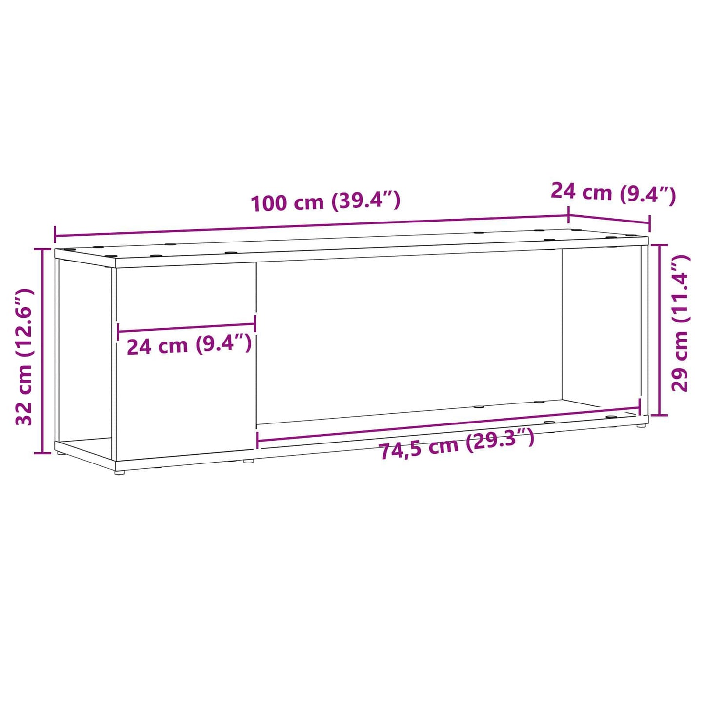 TV Cabinet Set Black 100 x 24 x 63 cm Engineered Wood