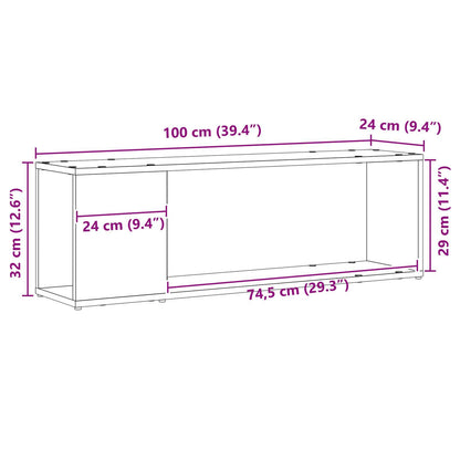 TV Cabinet Set Black 100 x 24 x 63 cm Engineered Wood