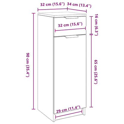 Bathroom Cabinet Black oak 32 x 34 x 90 cm Engineered wood