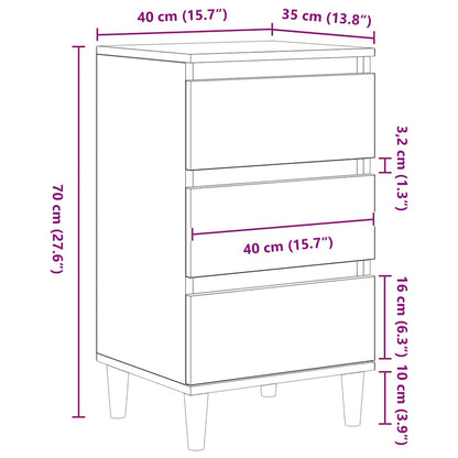 Bedside Cabinet Black oak 40 x 35 x 70 cm Engineered wood