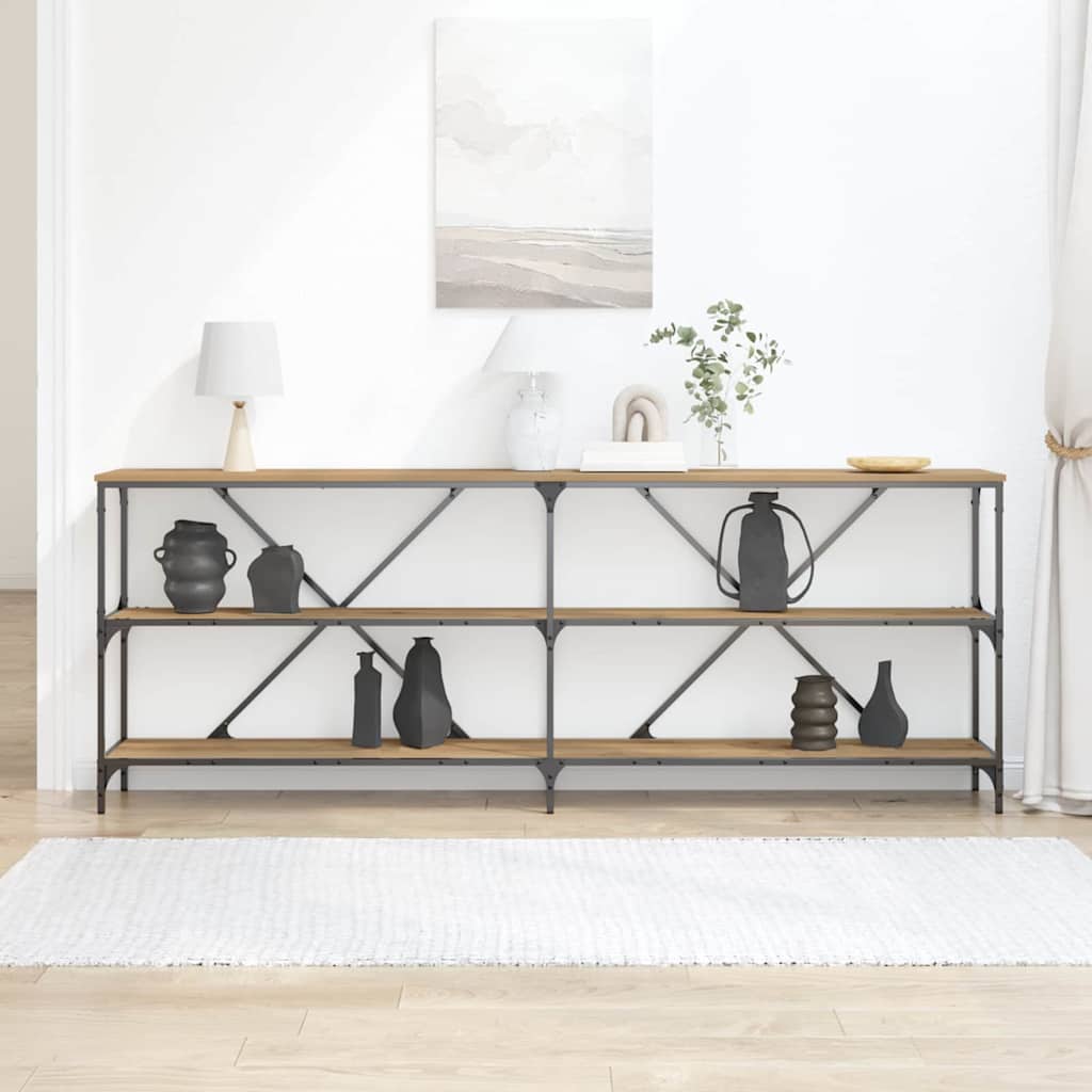 Console Table with Shelf Brown 200 x 30 x 75 cm Engineered Wood